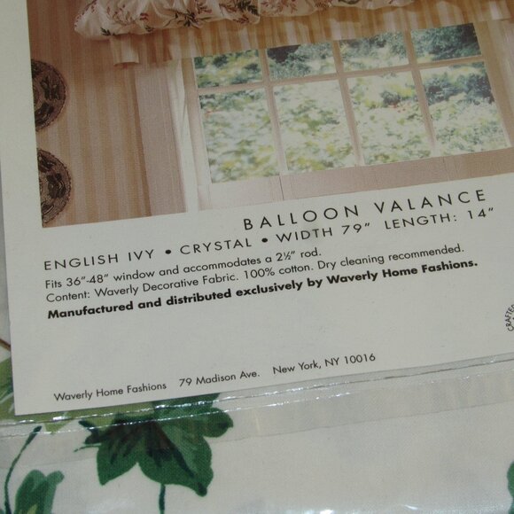 New Vintage Waverly English Ivy Balloon Valance 79" Width x 14" Length - Picture 3 of 3